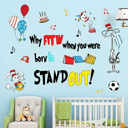 Dr Seuss "Why Fit In" Wall Quote Sticker Nursery Decal Kids Decor Lettering Art Dr Seuss "Why Fit In" Wall Quote Sticker Nursery Decal Kids Decor Lettering Art